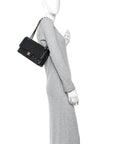 Caviar Quilted Medium Double Flap Black
