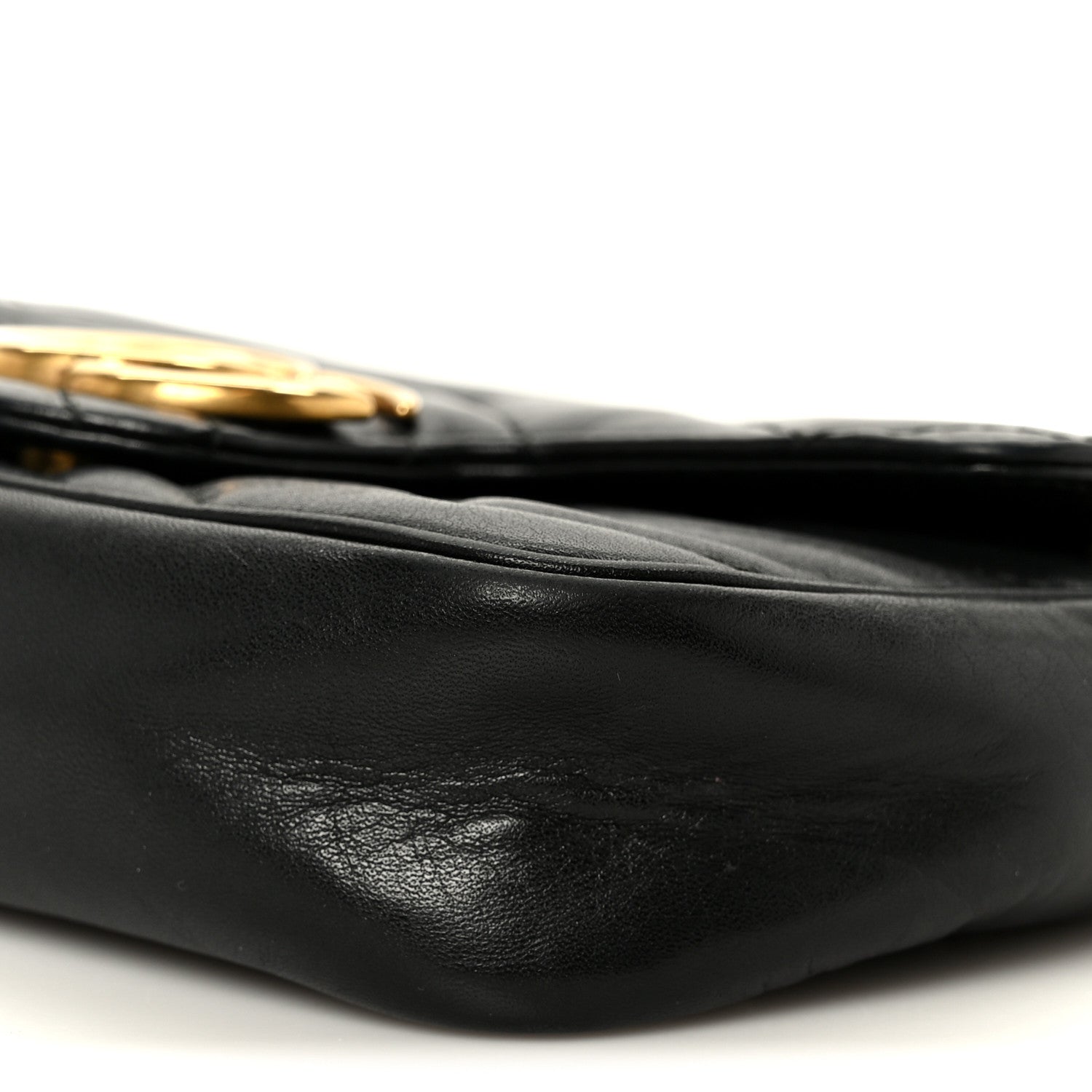 Calfskin Matelasse Super Mini GG Marmont Shoulder Bag Black