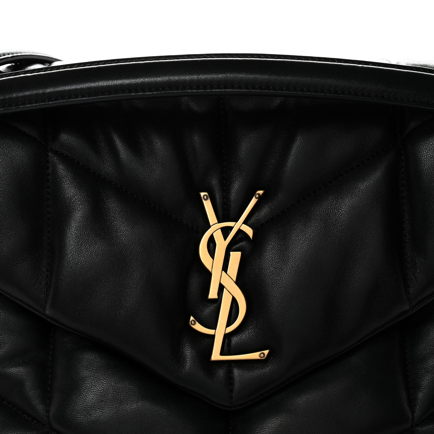 Lambskin Quilted Medium Loulou Puffer Monogram Chain Satchel Black