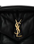 Lambskin Quilted Medium Loulou Puffer Monogram Chain Satchel Black