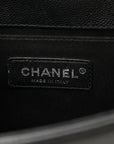 Caviar Chevron Quilted Medium Boy Flap Black