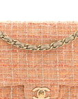 Tweed Quilted Medium Double Flap Orange Beige Multicolor