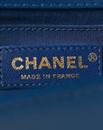 Calfskin Quilted Medium Boy Top Handle Flap Blue