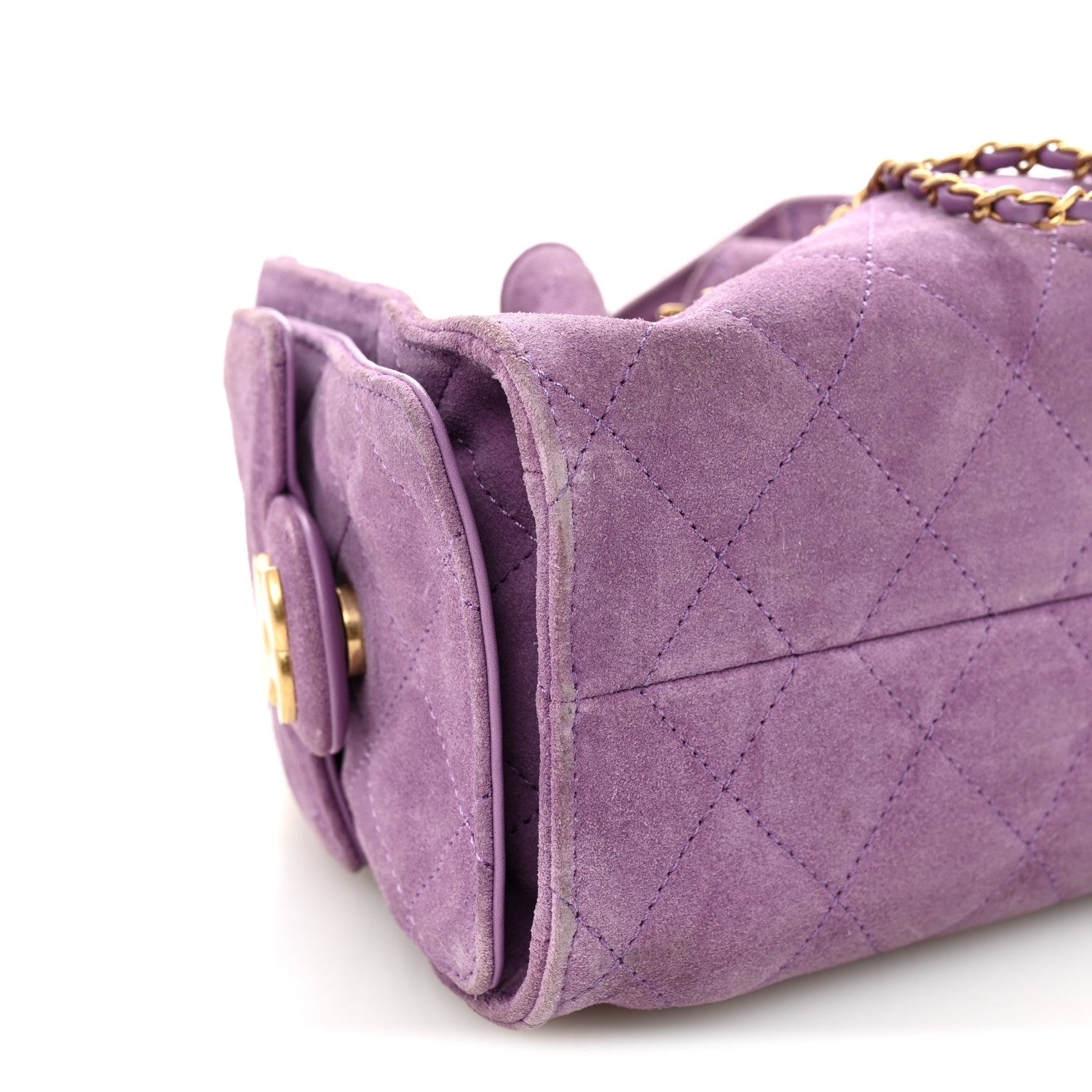 Suede Quilted Mini CHNL 25 Handbag Purple