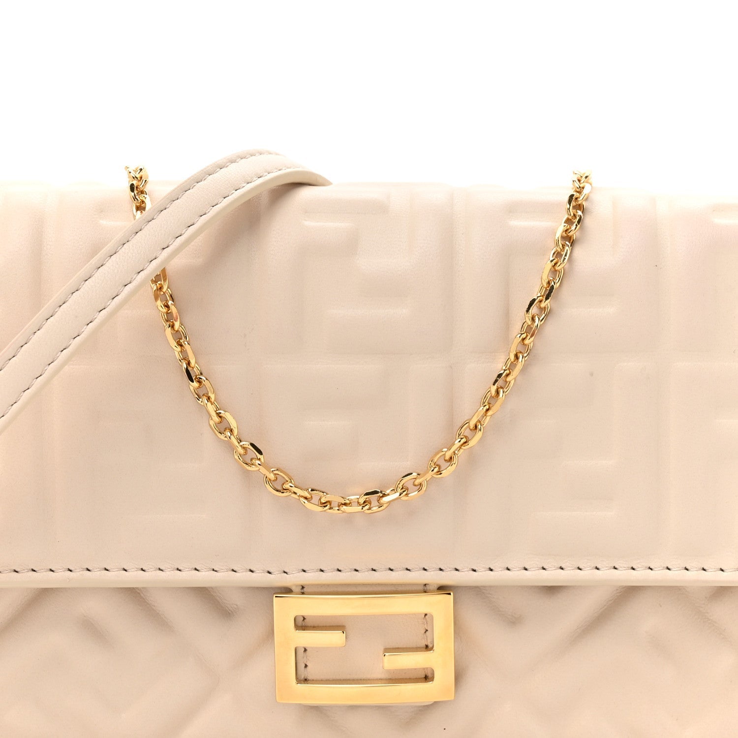 Nappa Matisse FF Embossed Wallet On Chain Baguette Camelia