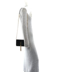 Calfskin Crocodile Embossed Kate Monogram Tassel Chain Wallet Black