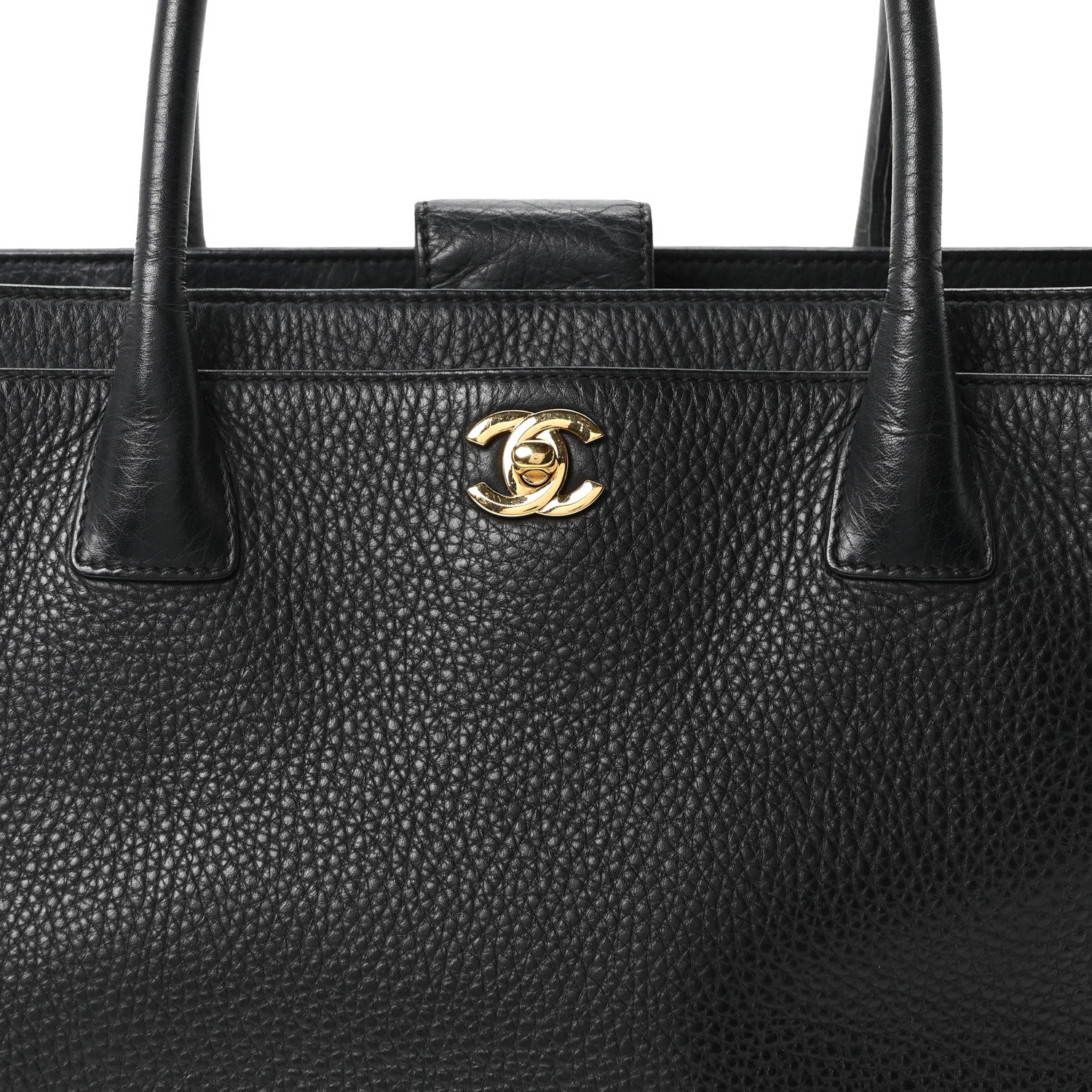 Calfskin Cerf Executive Shopper Tote Black