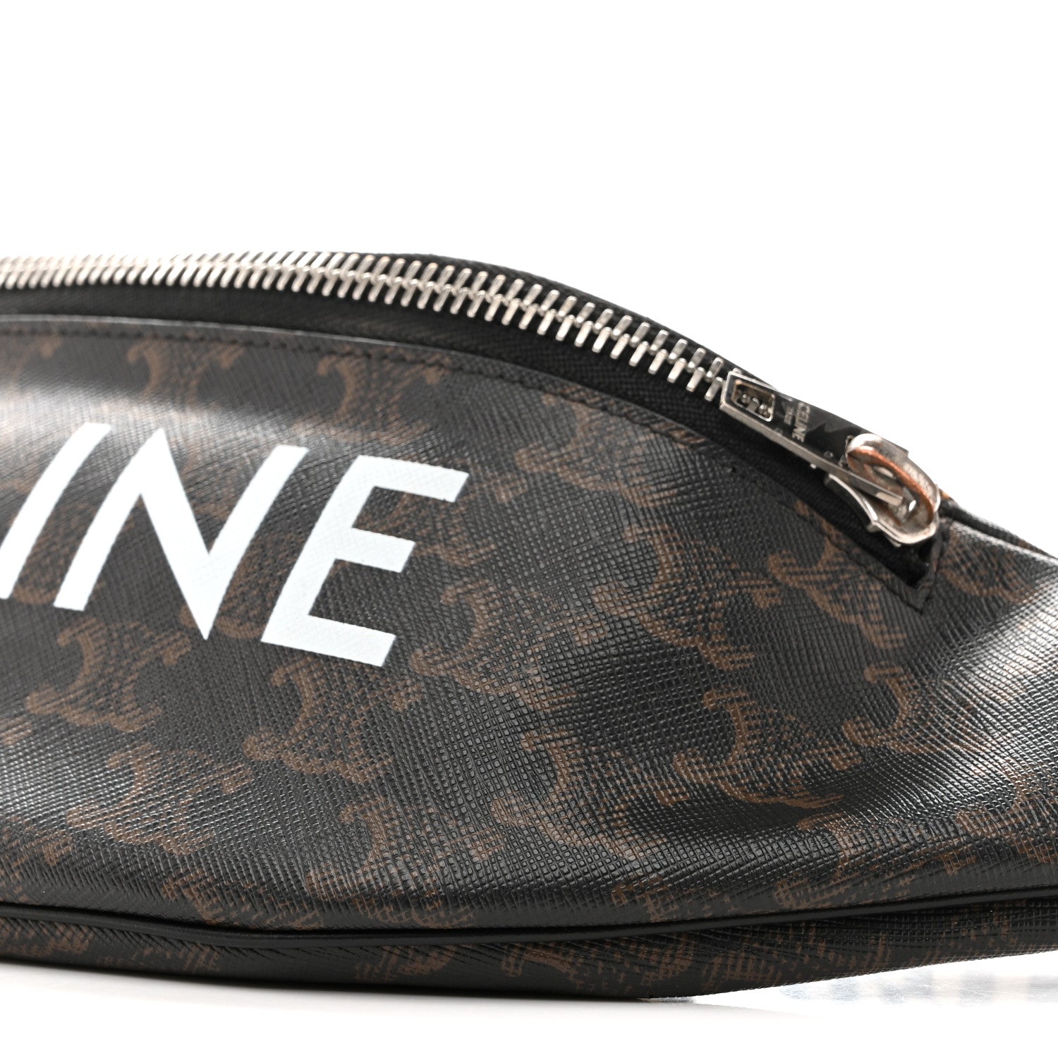 Triomphe Logo Canvas Checker Belt Bag Black