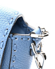 Cuoio Roma Sellerissima Nappa Sintetica Tape Stitch Baguette Placca Placca Argento Blue
