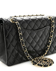 Lambskin Quilted Medium Double Flap Black