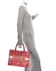 Canvas Embroidered Medium D1ORiviera Toile De Jouy Book Tote Raspberry