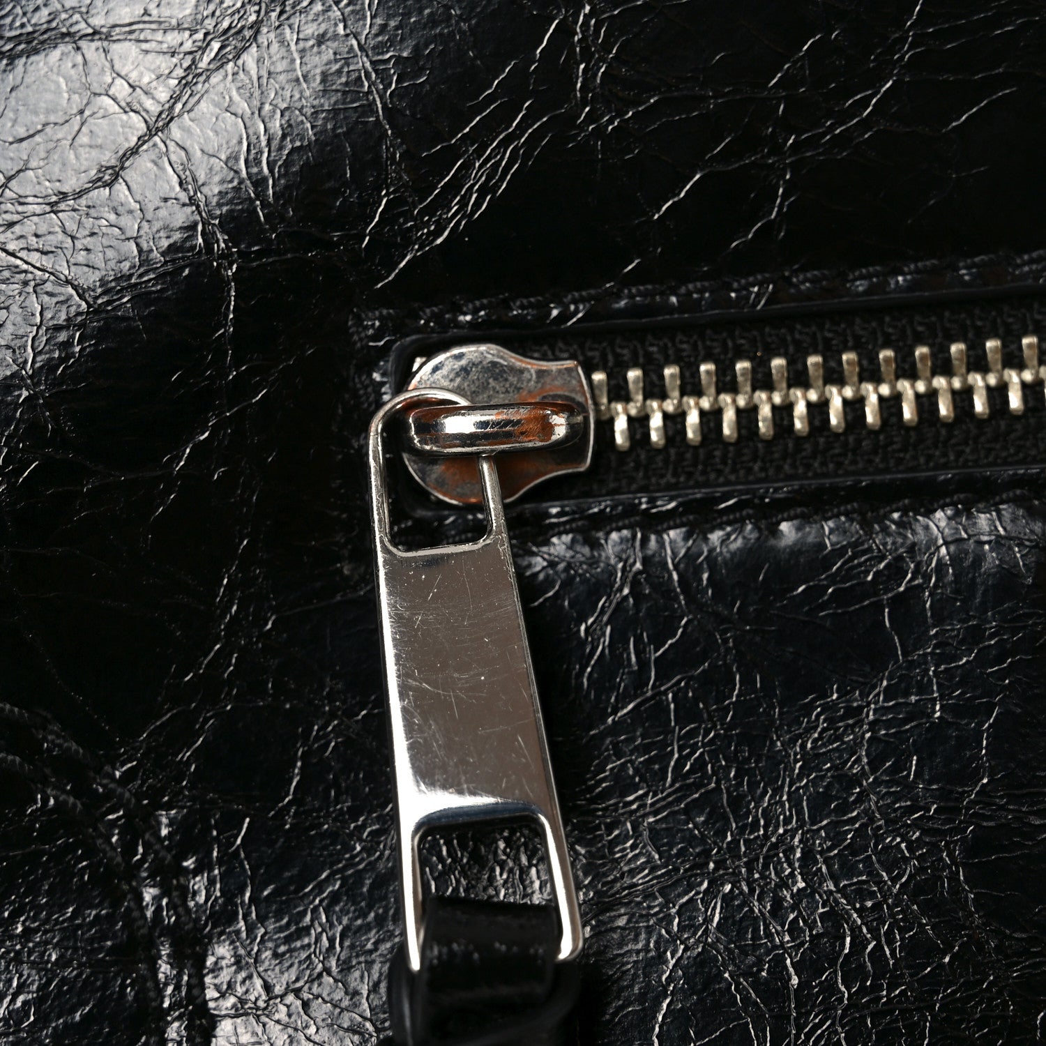 Crinkled Calfskin Crusier Crescent Bag Black