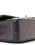 Iridescent Lambskin Quilted Medium Double Flap Black