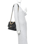 Lambskin Quilted Large CHNL 19 Flap Black