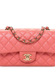 Iridescent Lambskin Quilted Mini Rectangular Flap Pink