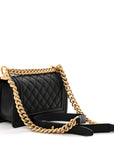 Calfskin Quilted Small Boy Flap Black