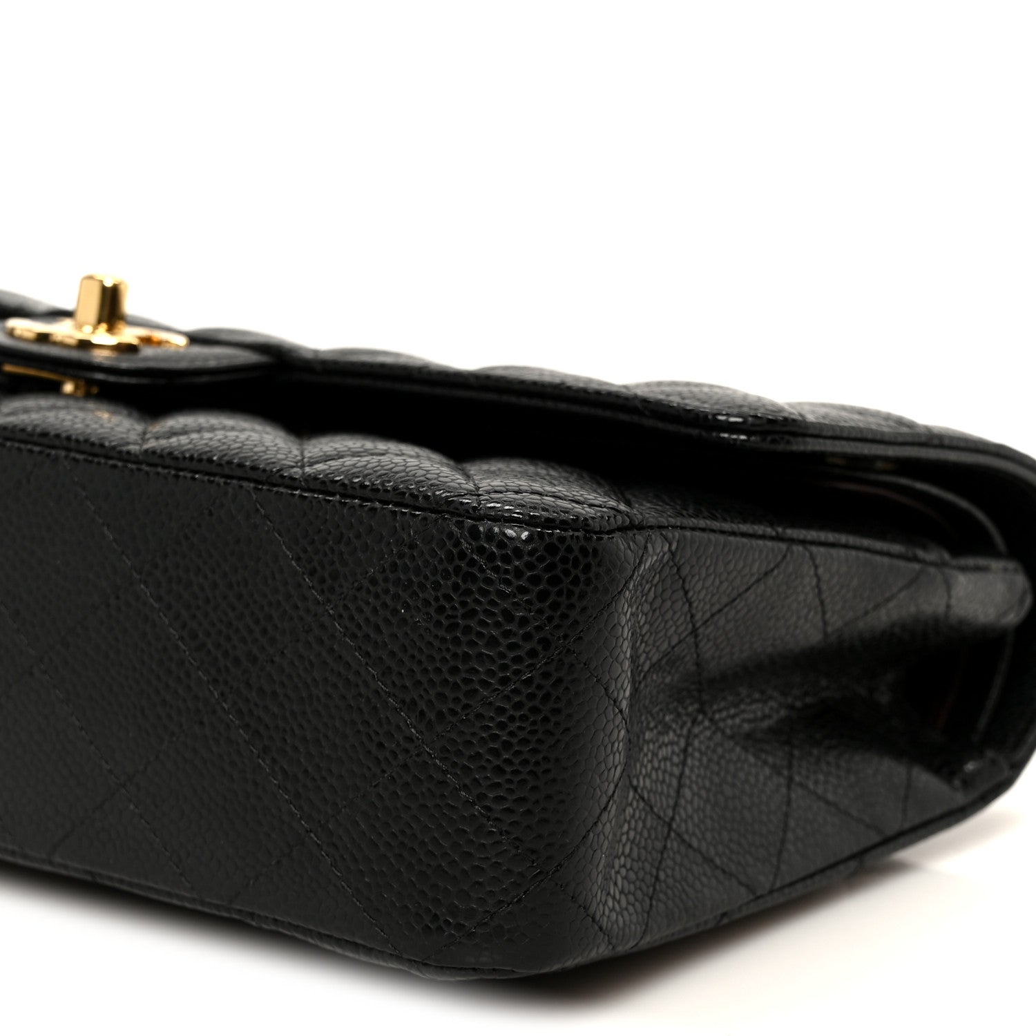 Caviar Quilted Medium Double Flap Black