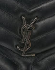 Calfskin Y Quilted Monogram Medium Loulou Chain Satchel Black