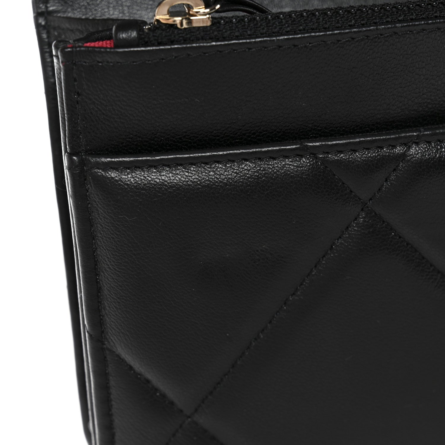 Lambskin Quilted CHNL 19 Wallet On Chain WOC Black