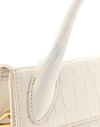 Calfskin Crocodile Embossed Le Chiquito Long White