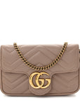 Calfskin Matelasse Super Mini GG Marmont Shoulder Bag Porcelain Rose