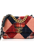 Tweed Quilted Medium CHNL 19 Flap Red Navy Multicolor
