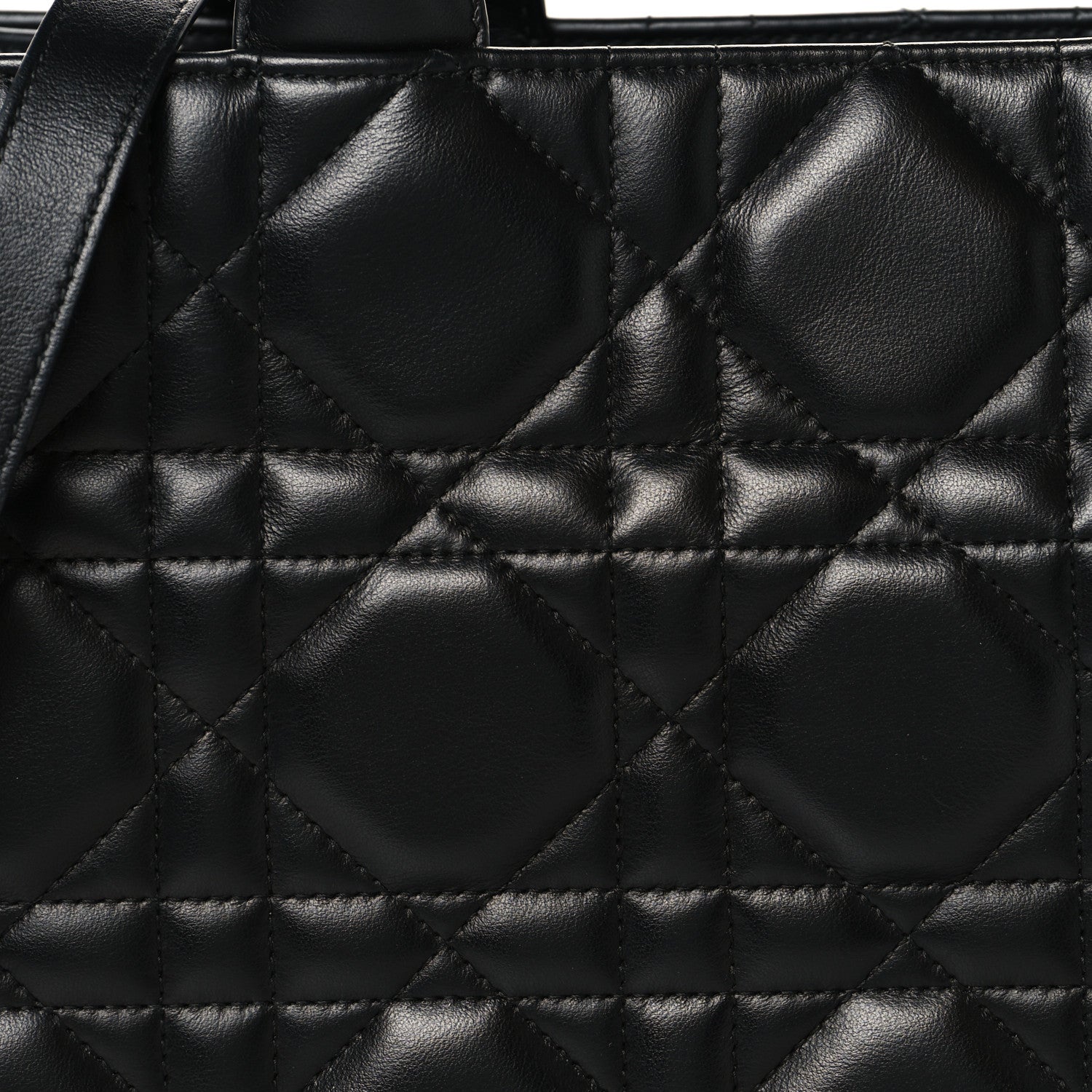Calfskin Macro Cannage Medium Book Tote Black