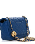 Lambskin Quilted Pearl Crush Mini Rectangular Flap Blue