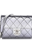 Metallic Lambskin Like A Wallet Flap Silvery Black