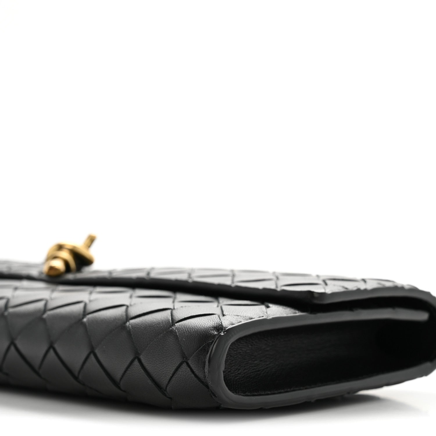 Nappa Intrecciato Long Andiamo Top Handle Clutch Black