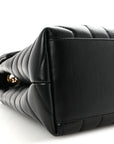 Calfskin Y Quilted Monogram Medium Loulou Chain Satchel Black