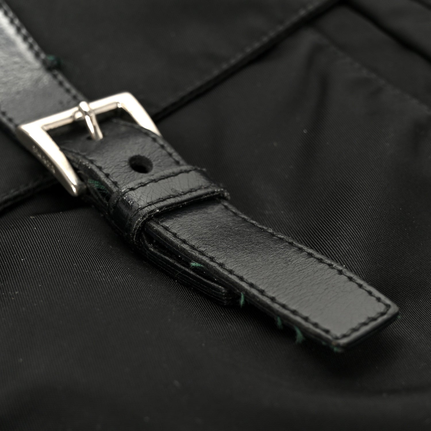 Tessuto Nylon Saffiano Double Buckle Messenger Shoulder Bag Black