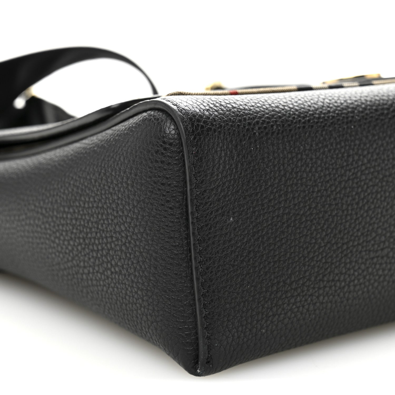 Coated Canvas Calfskin Vintage Check Medium Note Crossbody Bag Black