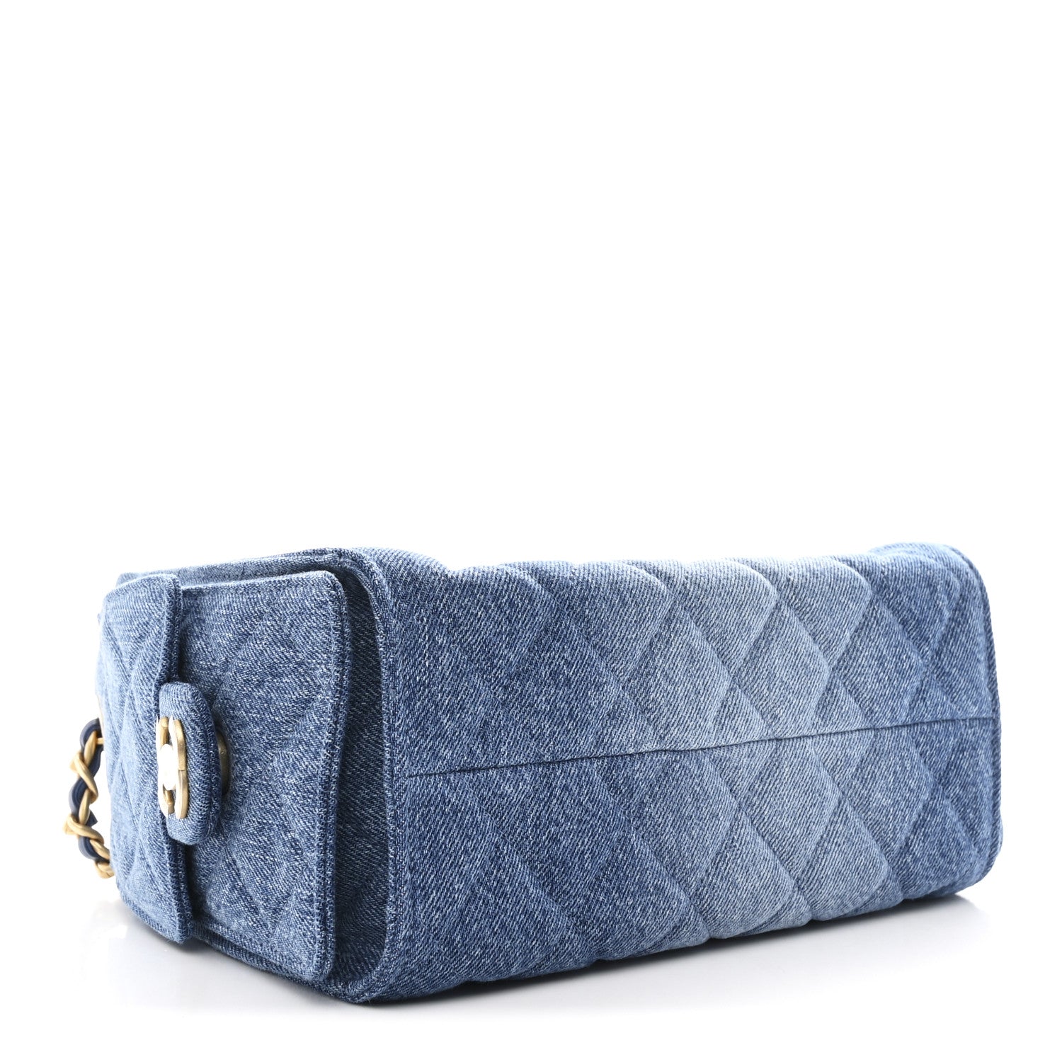 Washed Denim Quilted Mini CHNL 25 Handbag Blue