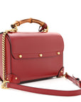 Azalea Calfskin Small Padlock Bamboo Shoulder Bag Romantic Cerise