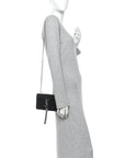 Calfskin Crocodile Embossed Small Classic Monogram Kate Tassel Satchel Black