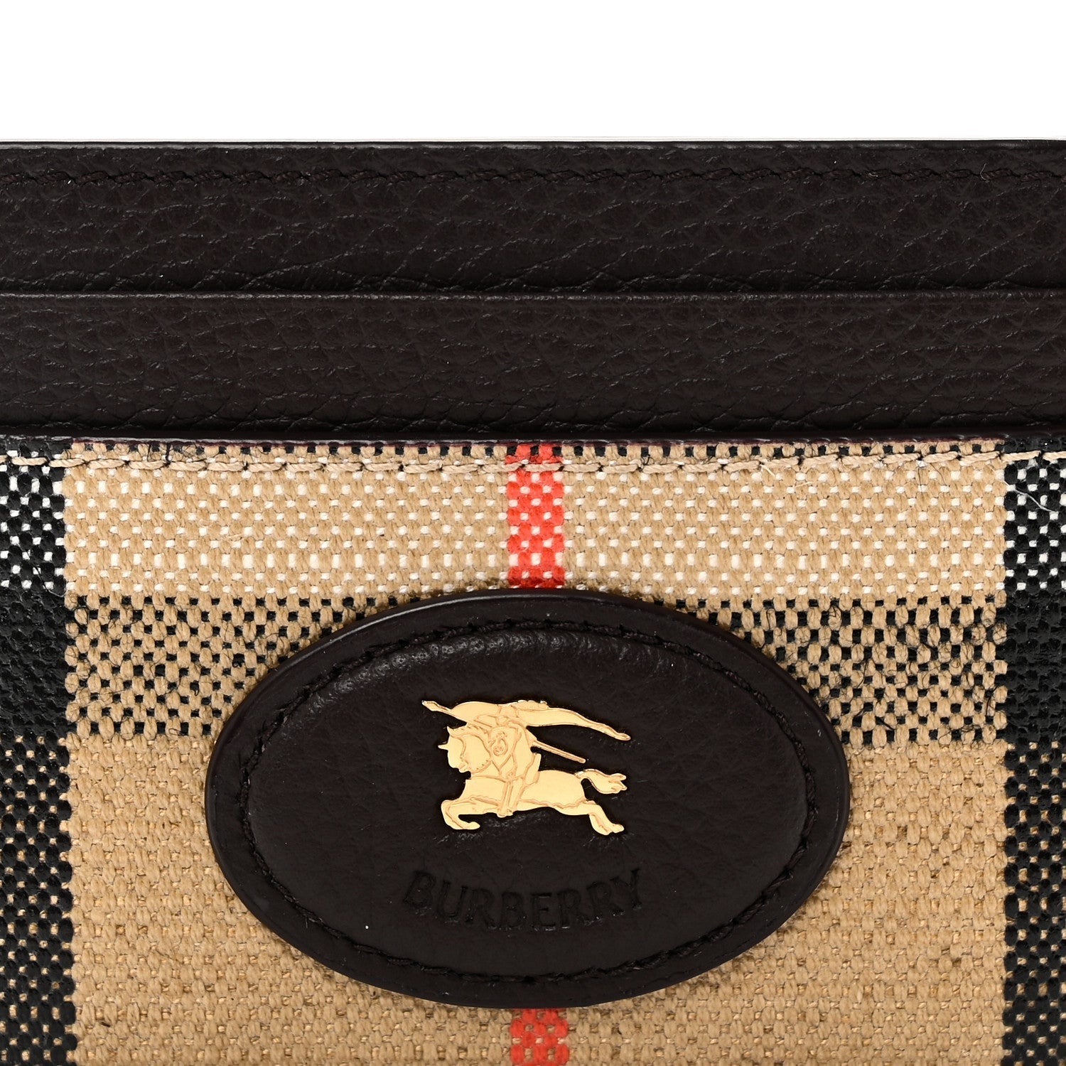 Grained Calfskin Jacquard Woven Vintage Check Highlands Card Case Sand