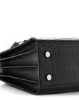Calfskin Crocodile Embossed Baby Sac De Jour Black