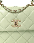 Lambskin Quilted Small Trendy CC Flap Dual Handle Bag Light Green
