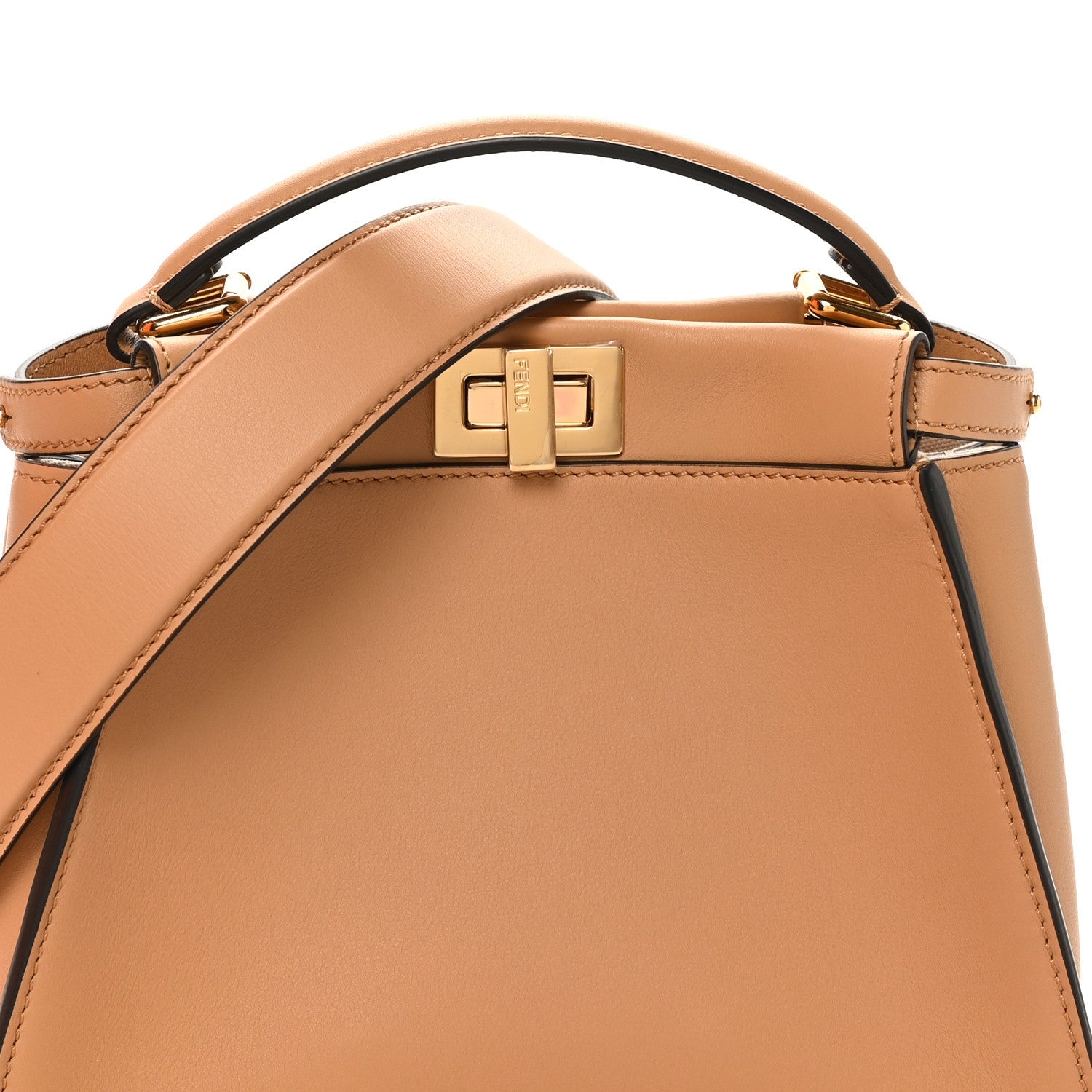 Vitello Seta Fabric Jacquard FF 1974 Mini Peekaboo Iconic Satchel Miele Scuro