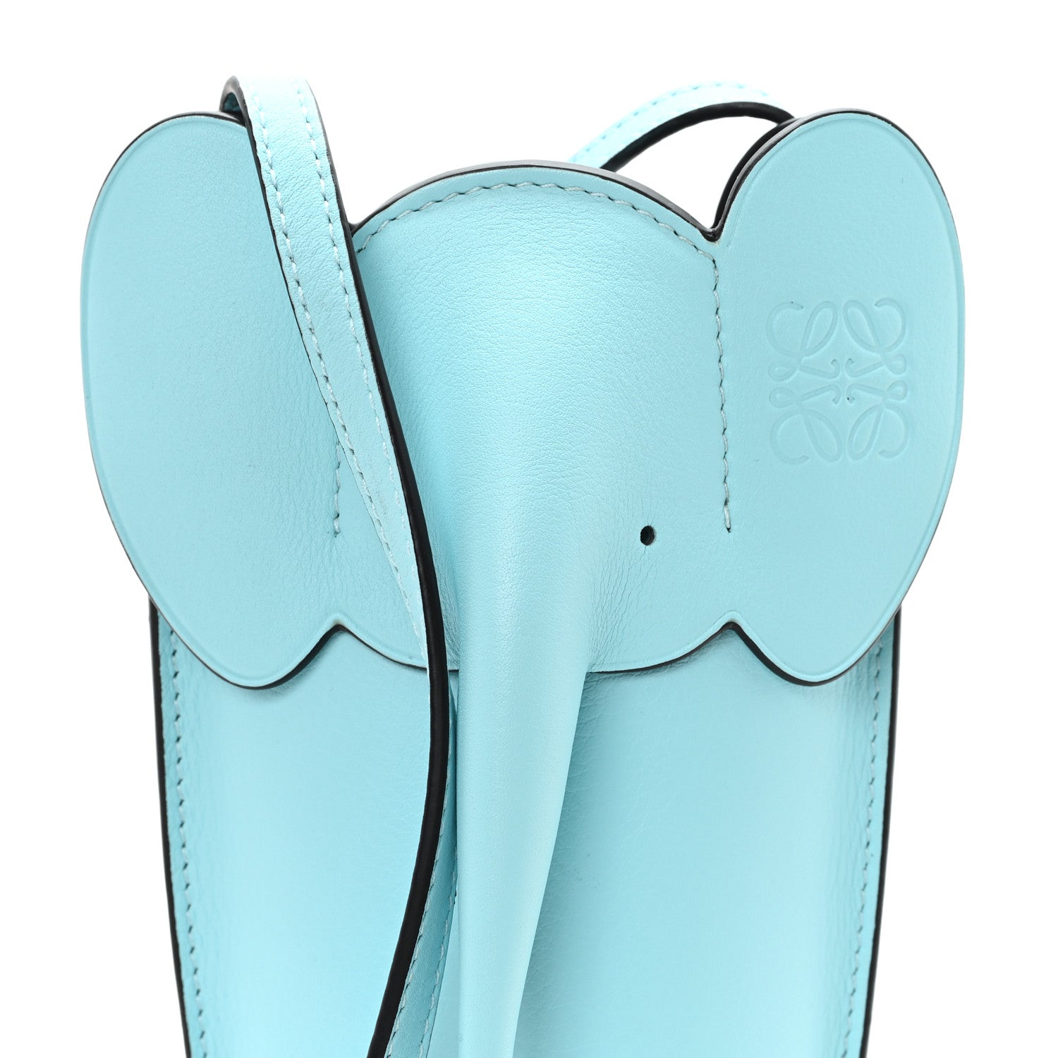 Calfskin Elephant Pouch Crossbody Bag Light Blue