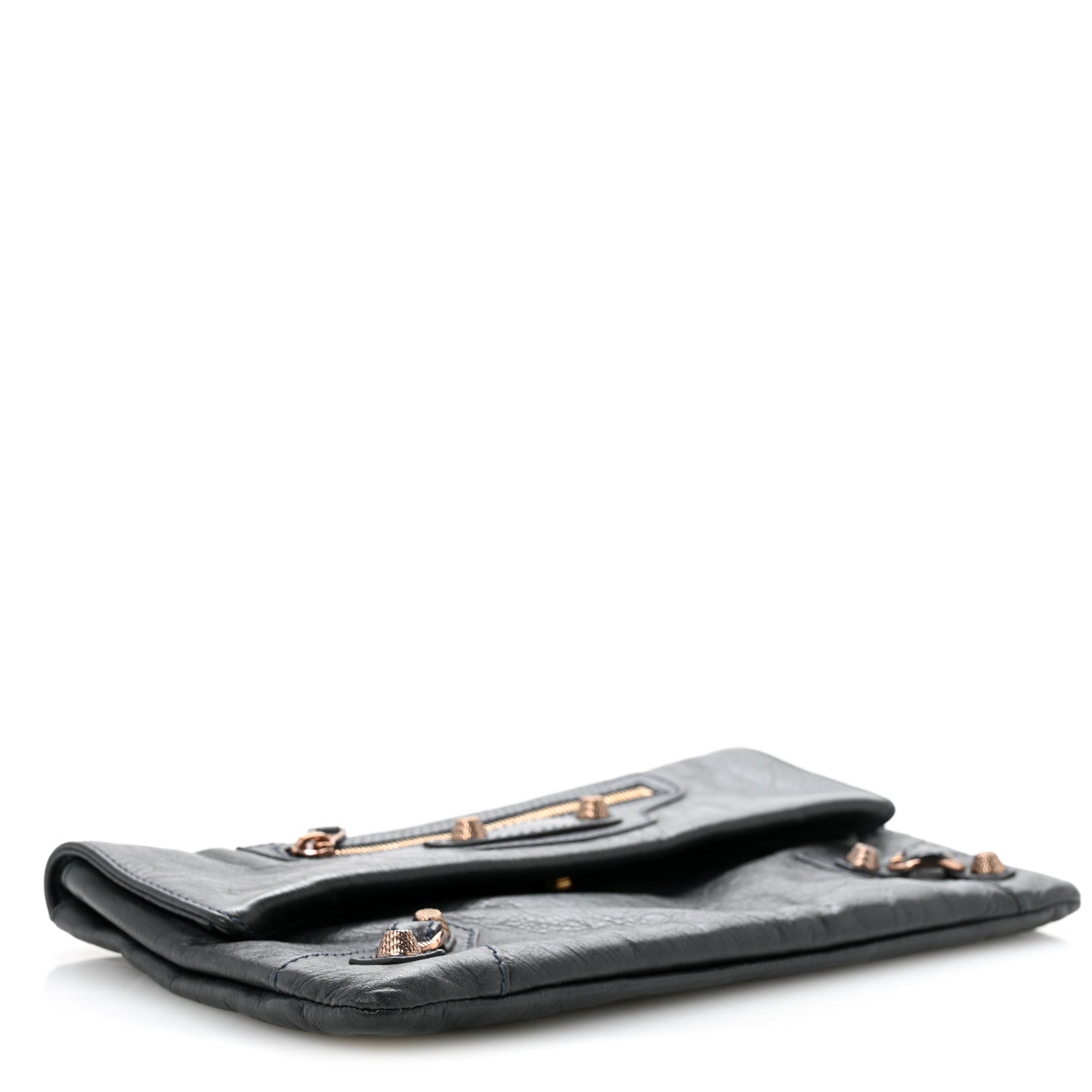 Agneau Giant 12 Rose Gold Hardware Envelope Clutch Anthracite