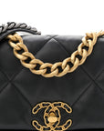 Lambskin Quilted Medium CHNL 19 Flap Black