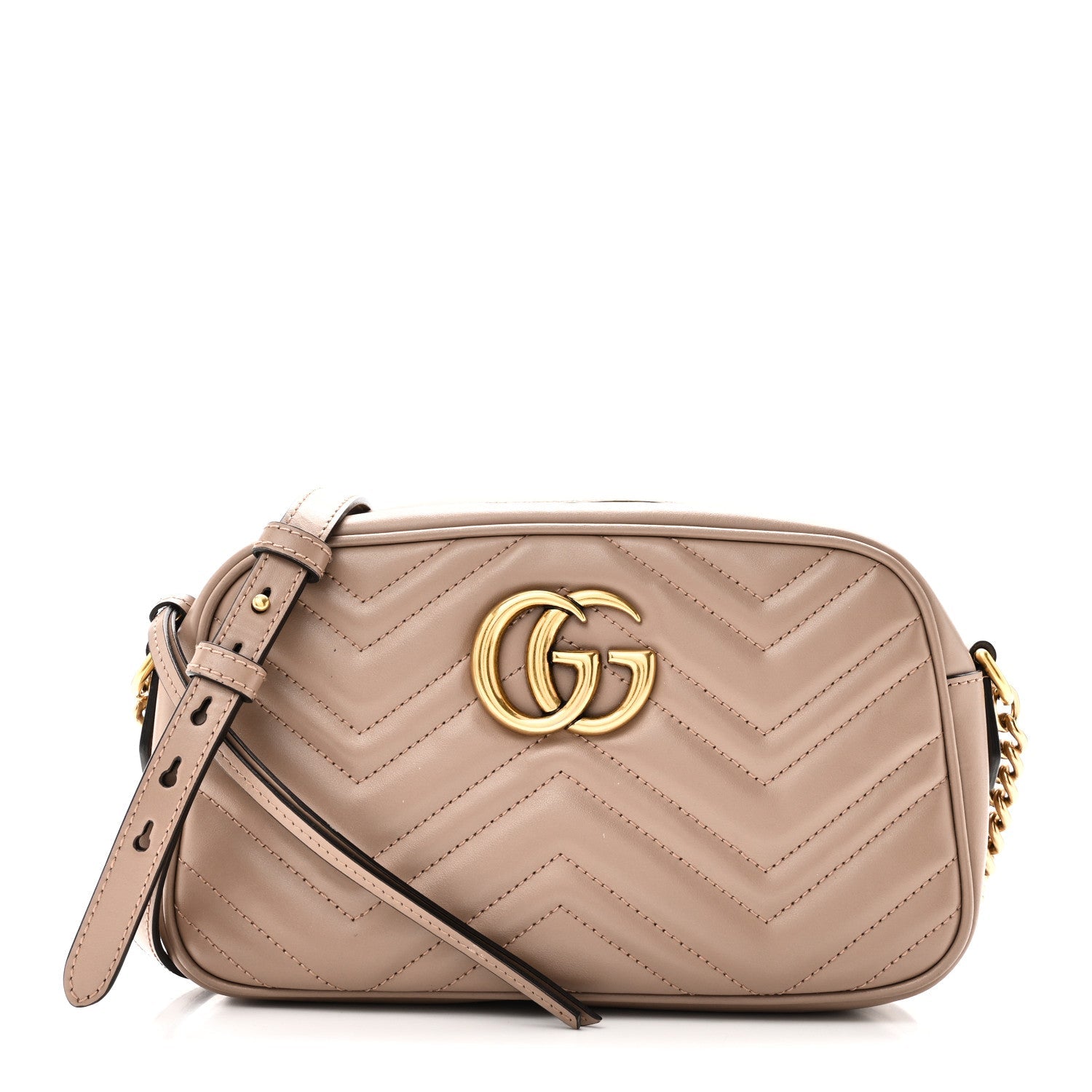 Calfskin Matelasse Small GG Marmont Chain Shoulder Bag Porcelain Rose