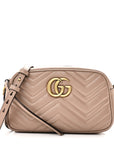 Calfskin Matelasse Small GG Marmont Chain Shoulder Bag Porcelain Rose